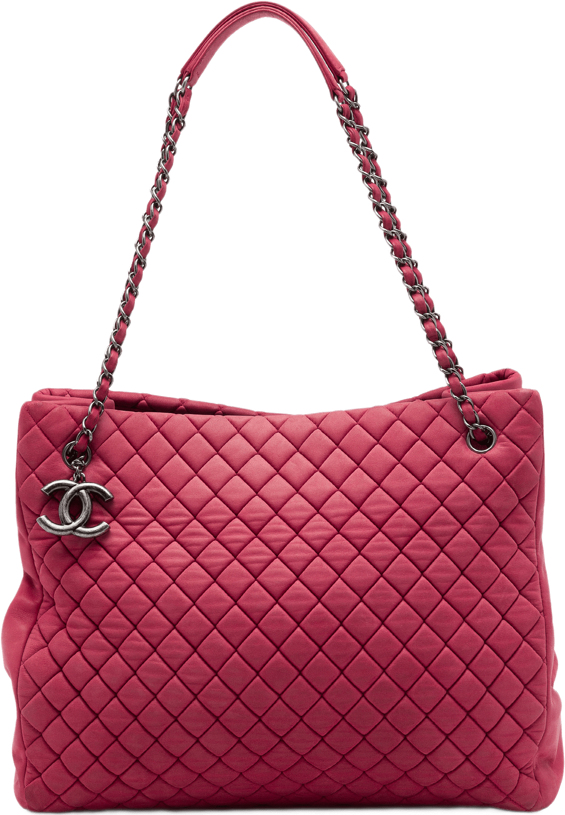 Chanel Large Quilted Iridescent Calfskin New Bubble Tote, från Luxclusif, i färgen röd.