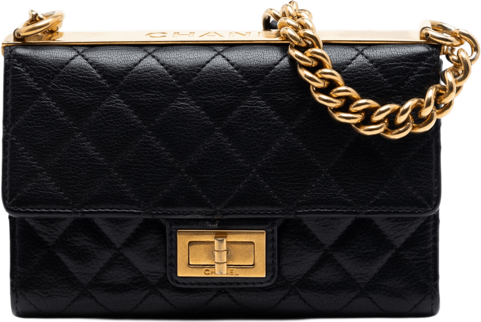 Chanel Mini Quilted Goatskin Reissue 2.55 Rita Flap, från Luxclusif, i färgen svart.