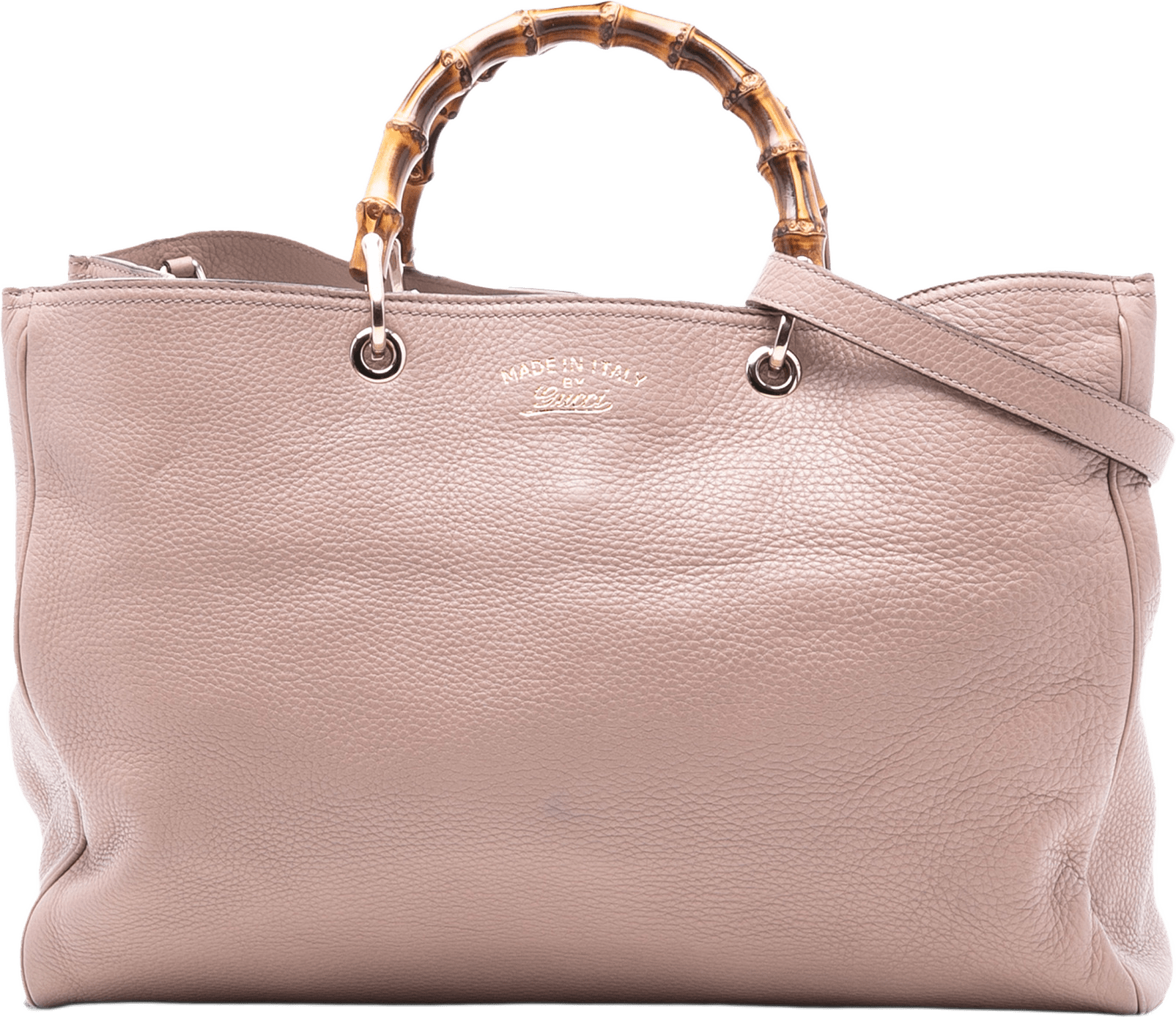 Gucci Large Calfskin Bamboo Shopper Satchel, från Luxclusif, i färgen pink.