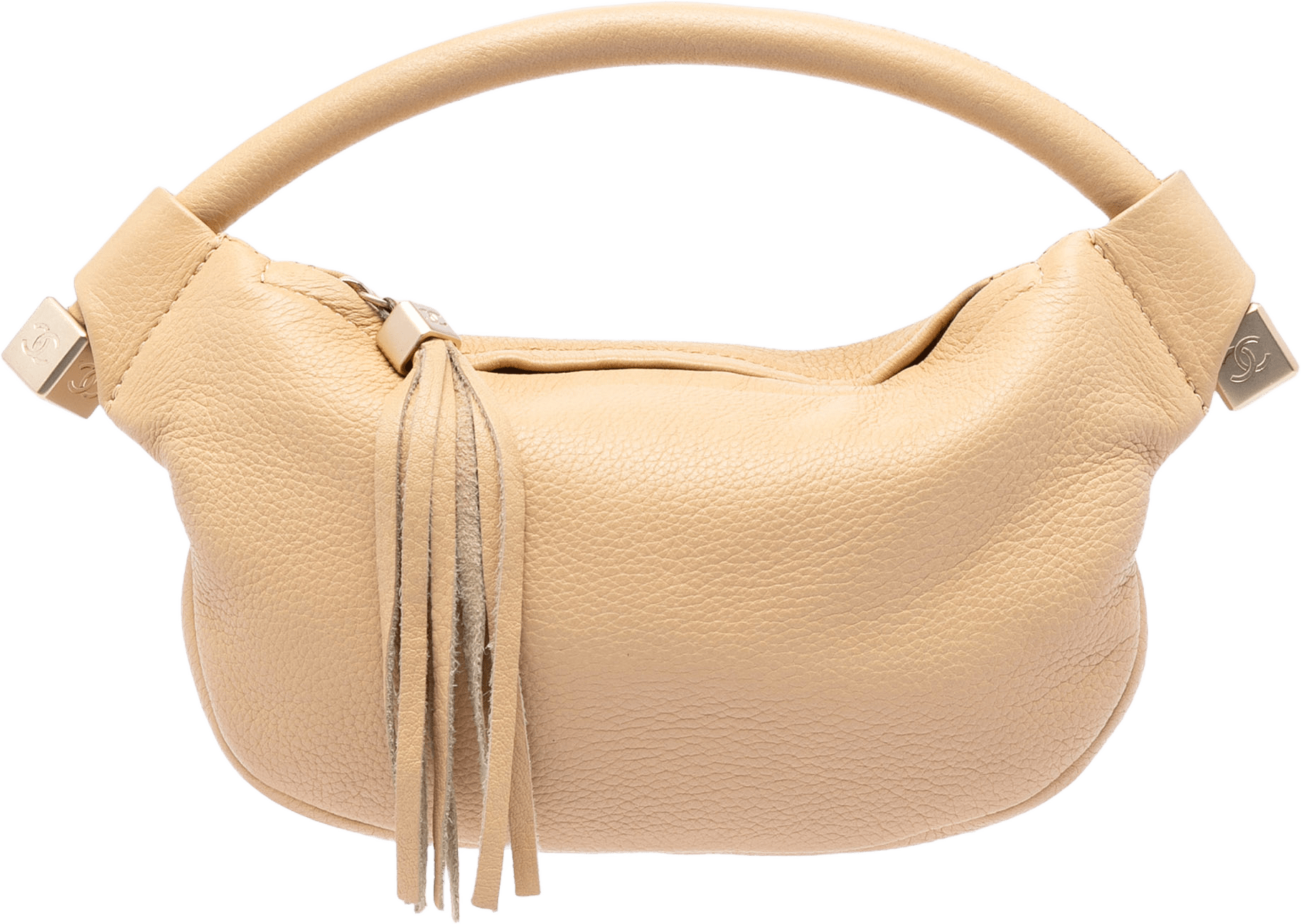 Chanel Cc Calfskin Tassel Hobo, från Luxclusif, i färgen beige.