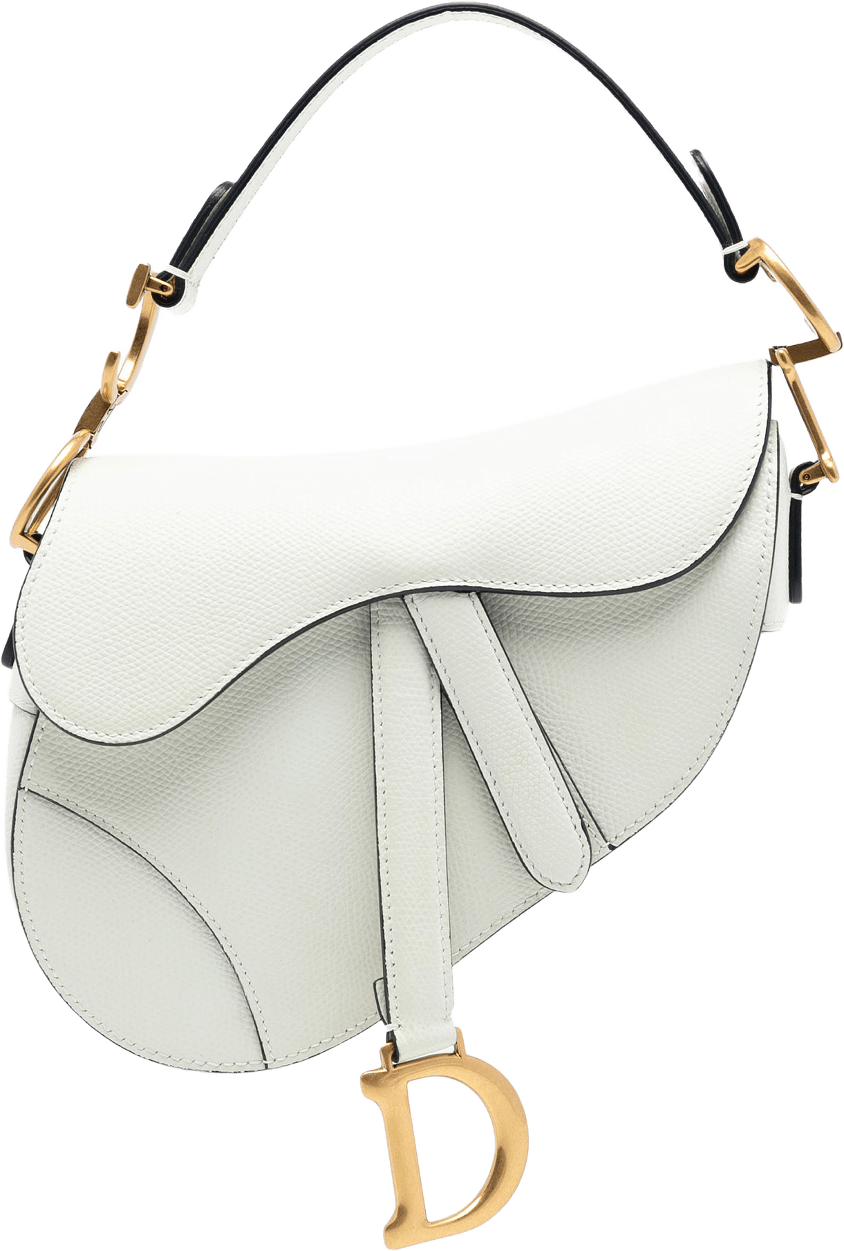 Dior Mini Grained Calfskin Saddle Bag, från Luxclusif, i färgen white.