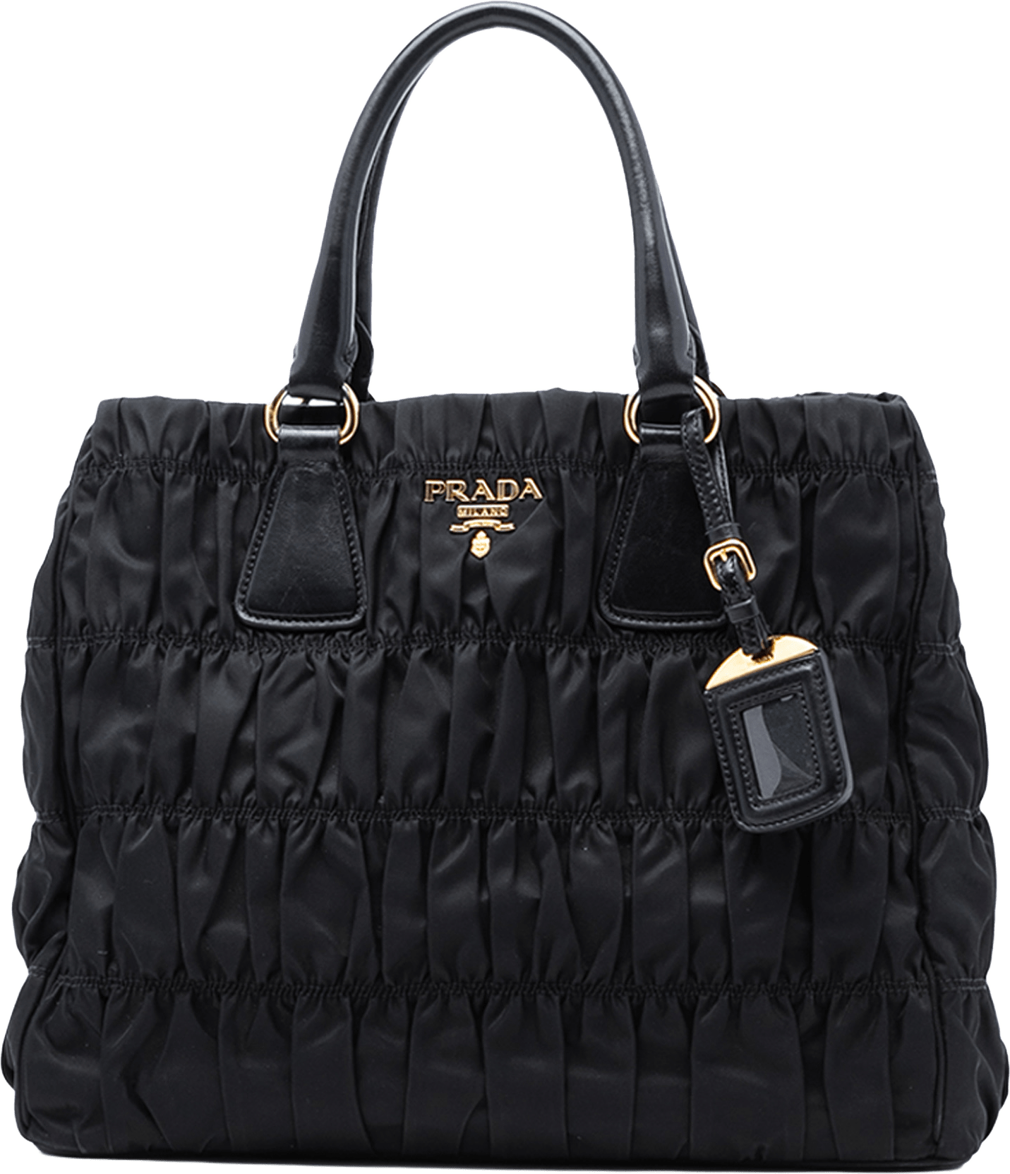 Prada Tessuto Gaufre Satchel, från Luxclusif, i färgen black.