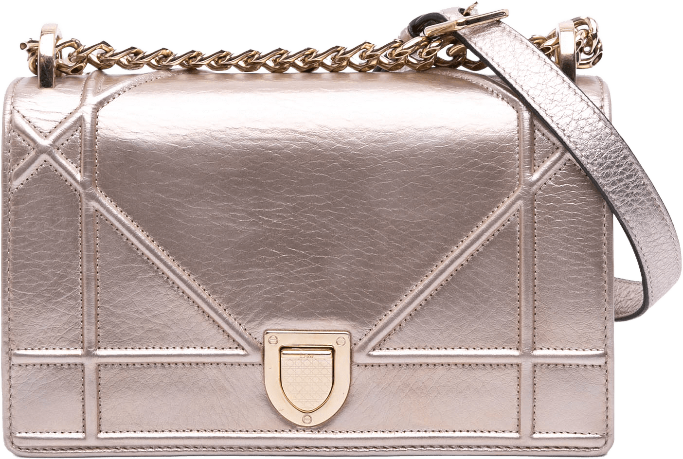 Dior Small Metallic Grained Calfskin Diorama Flap