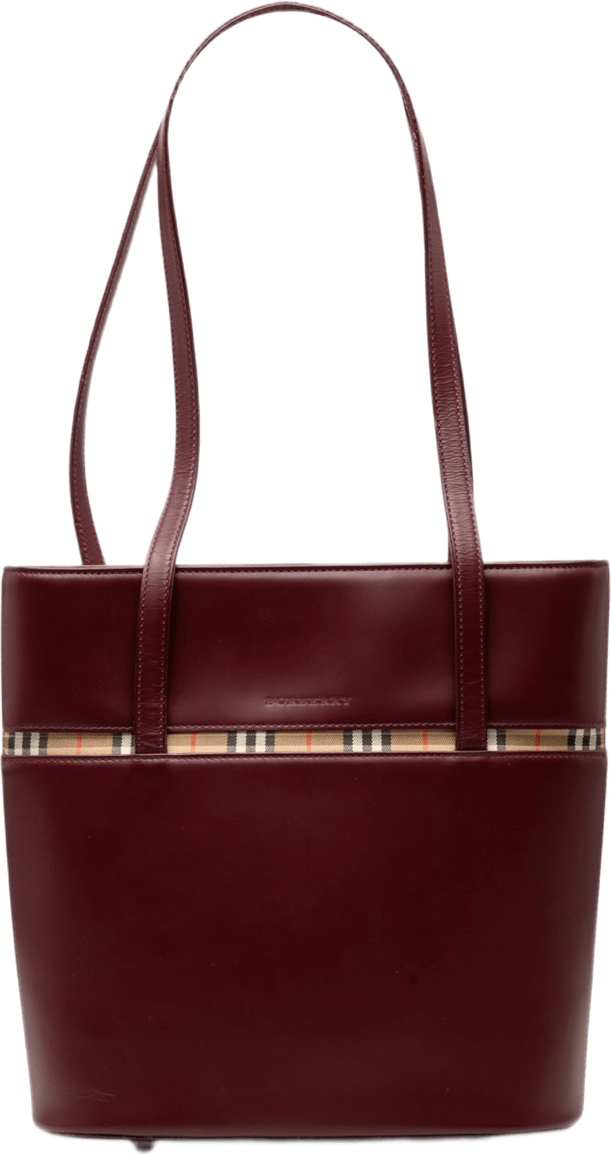 Burberry House Check Trimmed Leather Shoulder Bag, från Luxclusif, i färgen röd.