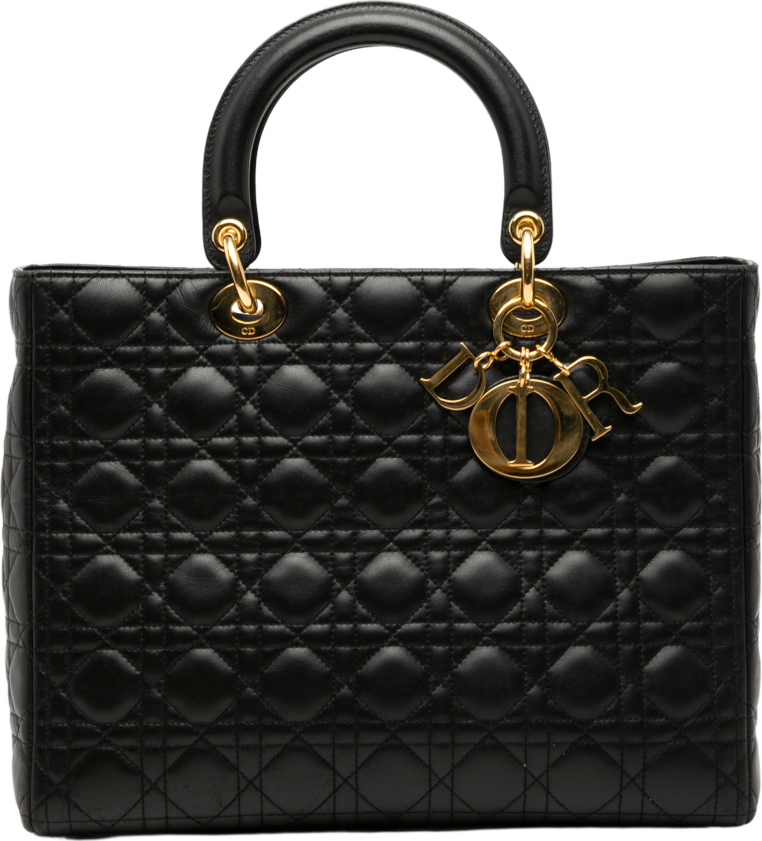 Dior Large Lambskin Cannage Lady Dior, från Luxclusif, i färgen black.