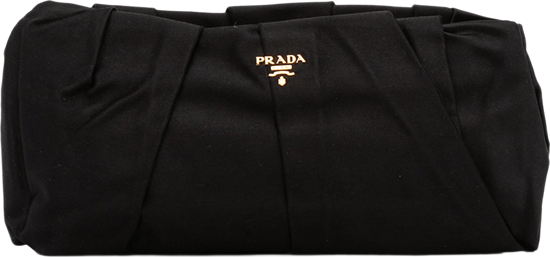 Prada Pleated Satin Frame Clutch, från Luxclusif, i färgen svart.
