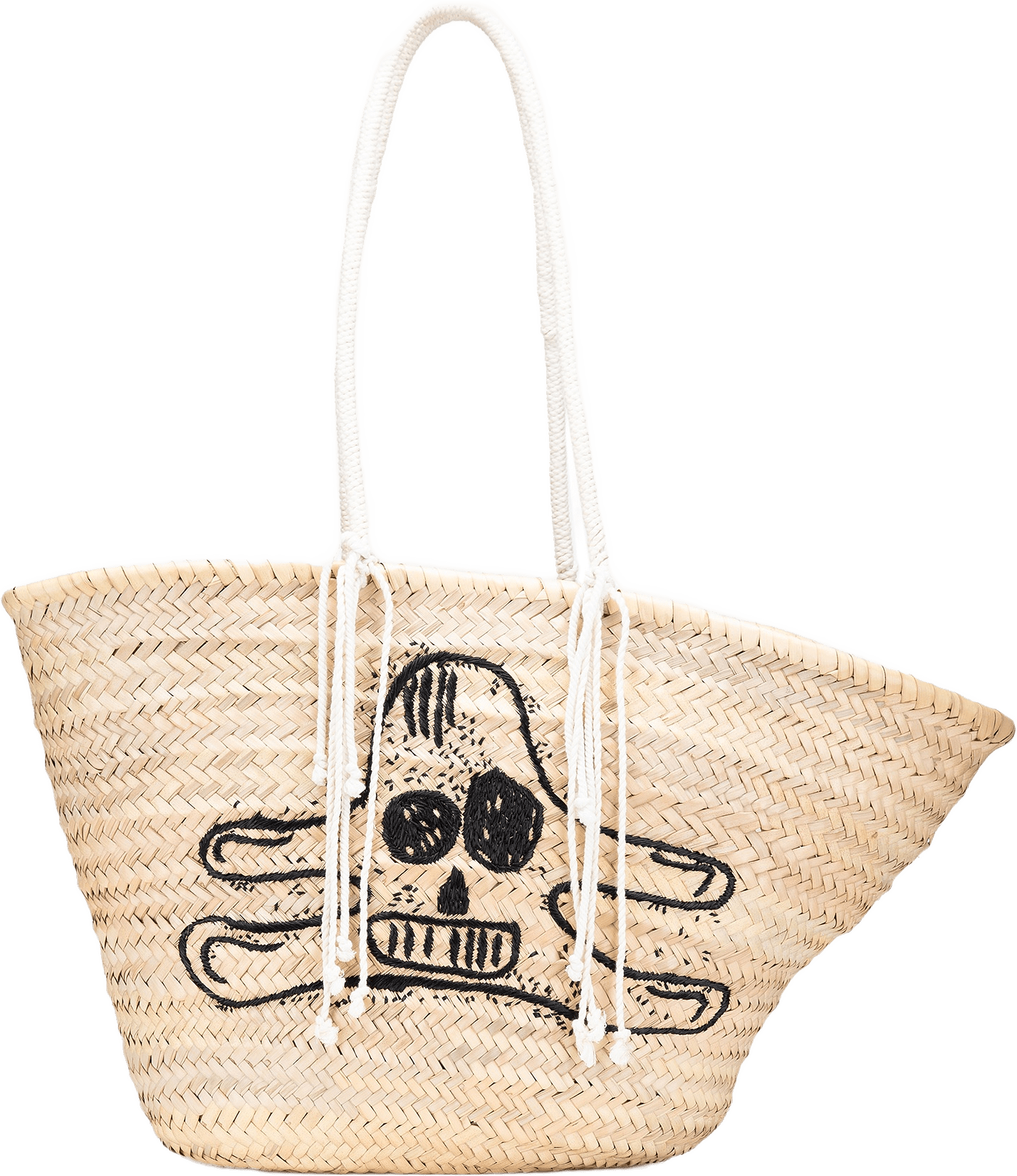 Celine Andre Butzer Large Raffia Classic Wanderer Embroidered Shopping Tote, från Luxclusif, i färgen beige.