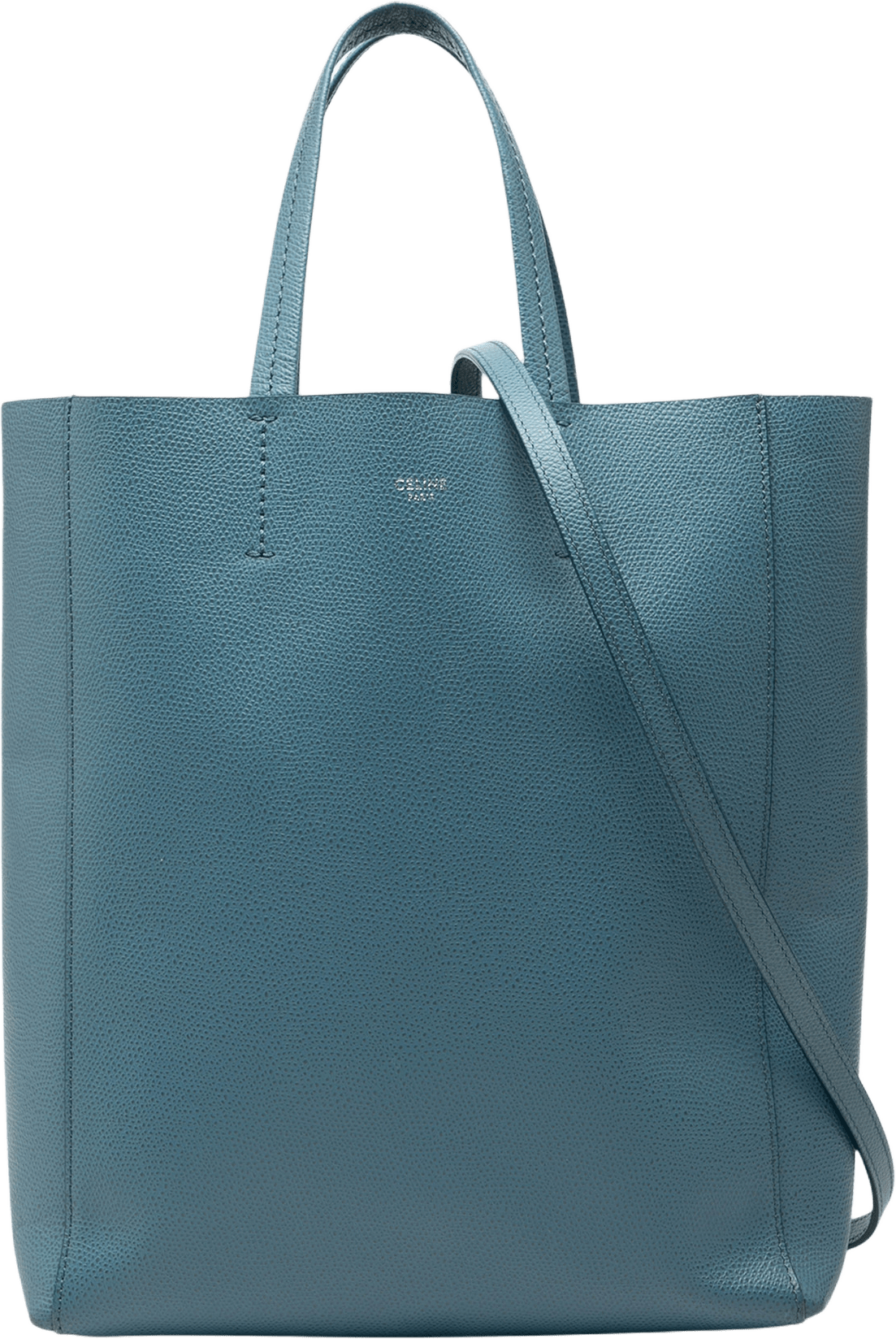 Celine Small Grained Calfskin Vertical Cabas Satchel, från Luxclusif, i färgen navy.