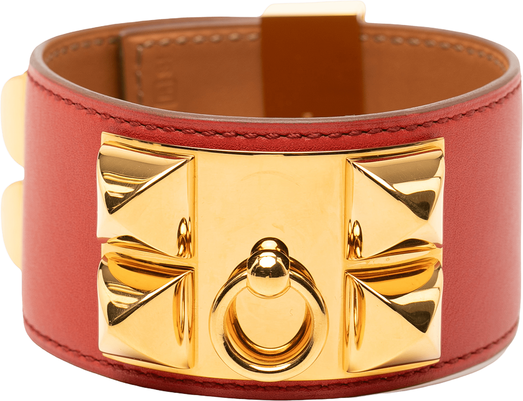 Hermès Swift And Gold Plated Collier De Chien Bracelet, från Luxclusif, i färgen red.