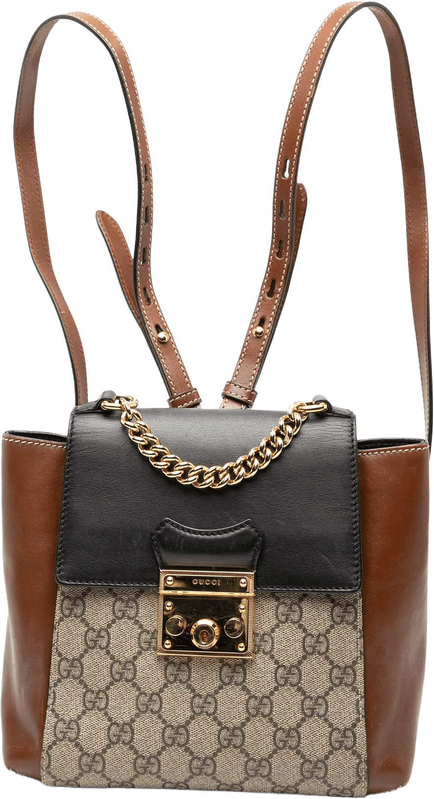 Gucci Gg Supreme Padlock Backpack, från Luxclusif, i färgen beige.