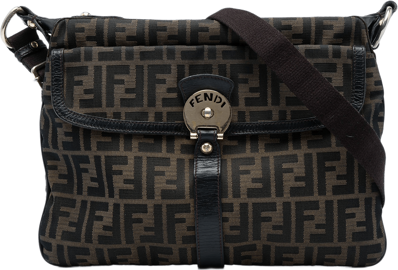Fendi Zucca Canvas Chef Zip Crossbody, från Luxclusif, i färgen brun.