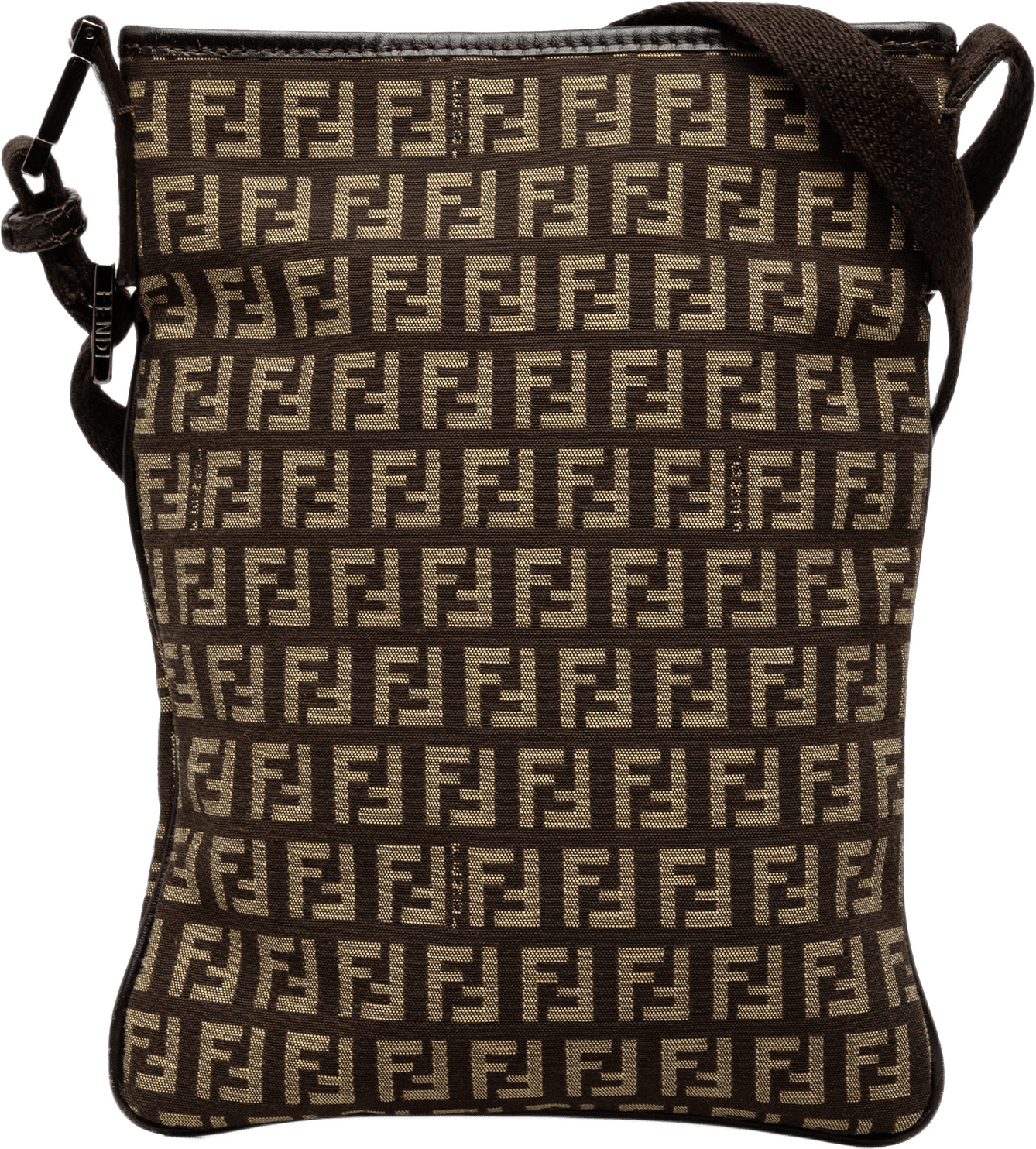 Fendi Zucchino Canvas Crossbody, från Luxclusif, i färgen brun.