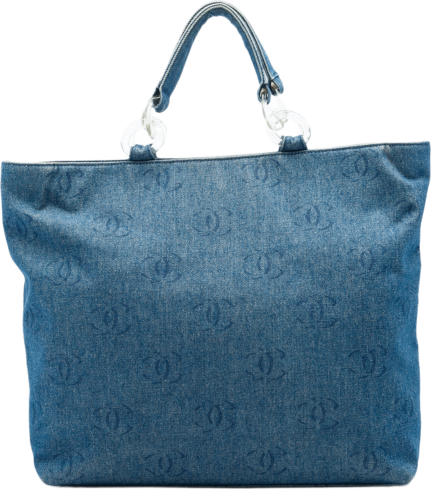 Chanel Cc Denim Tote, från Luxclusif, i färgen blå.