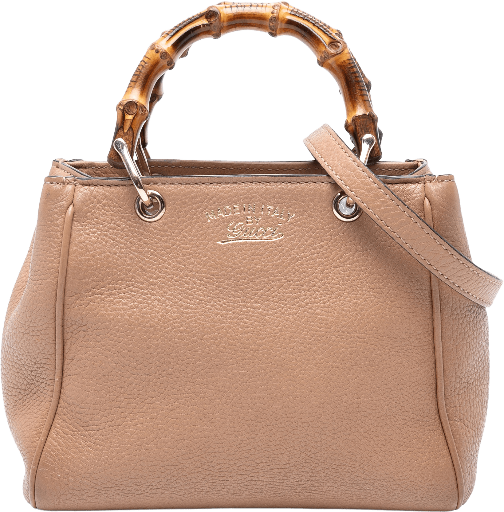 Gucci Mini Calfskin Bamboo Shopper Satchel, från Luxclusif, i färgen pink.