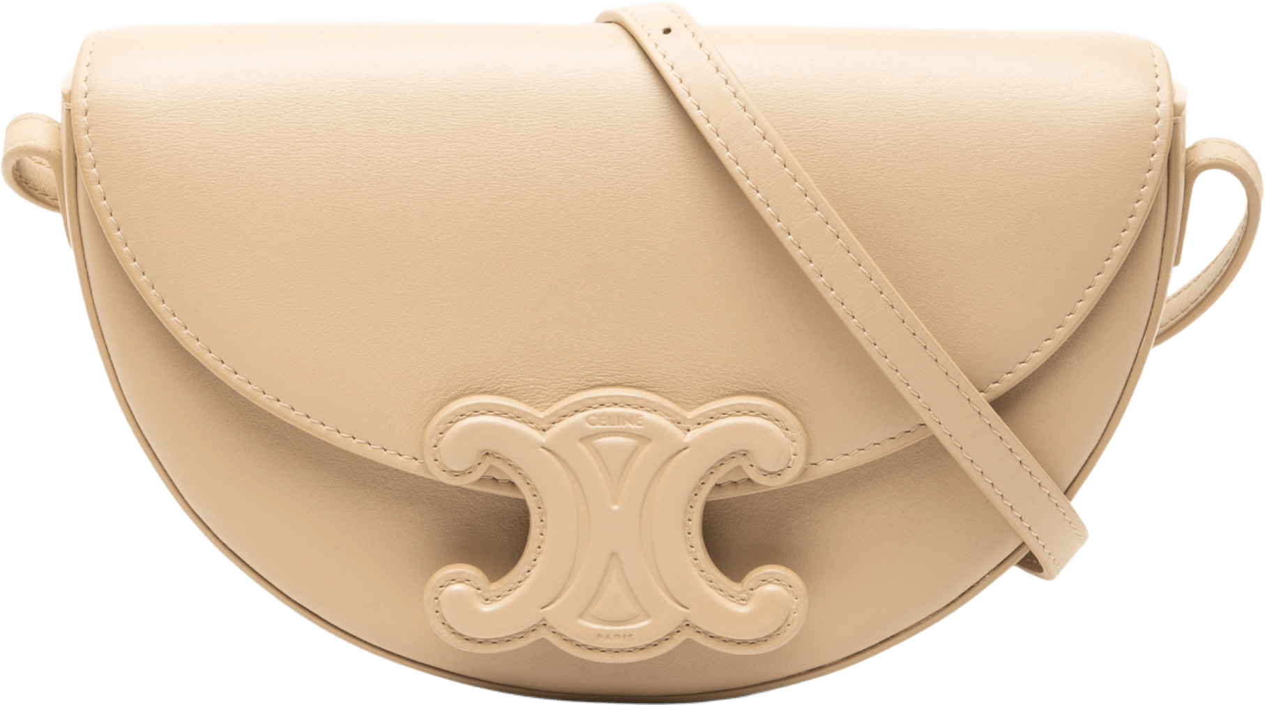 Celine Smooth Calfskin Cuir Triomphe Besace Crossbody, från Luxclusif, i färgen beige.