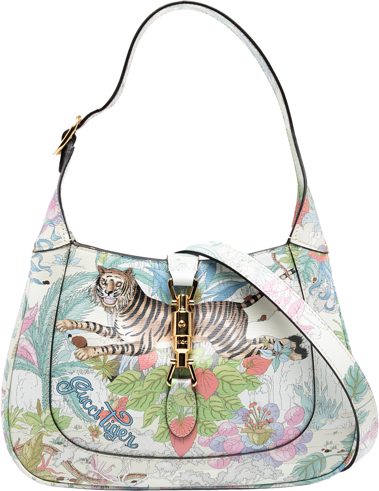 Gucci Small Calfskin Tiger Jackie 1961 Crossbody, från Luxclusif, i färgen blue.