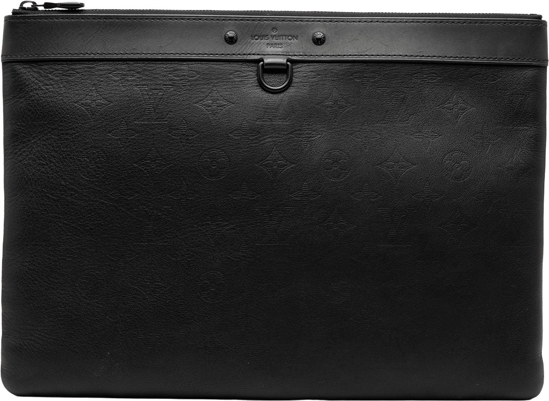 Louis Vuitton Monogram Shadow Discovery Pochette, från Luxclusif, i färgen black.