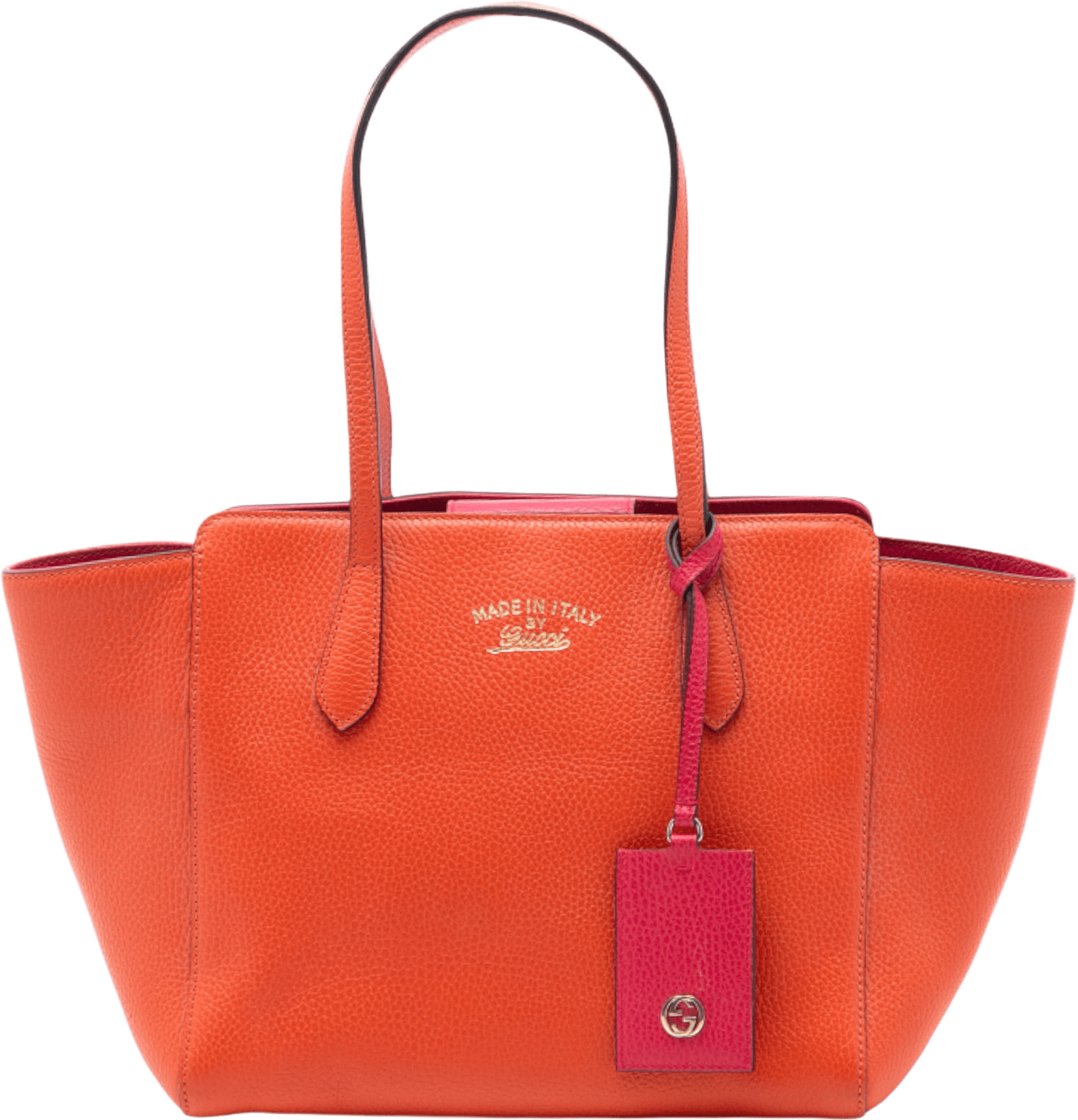 Gucci Small Leather Swing Tote, från Luxclusif, i färgen orange.