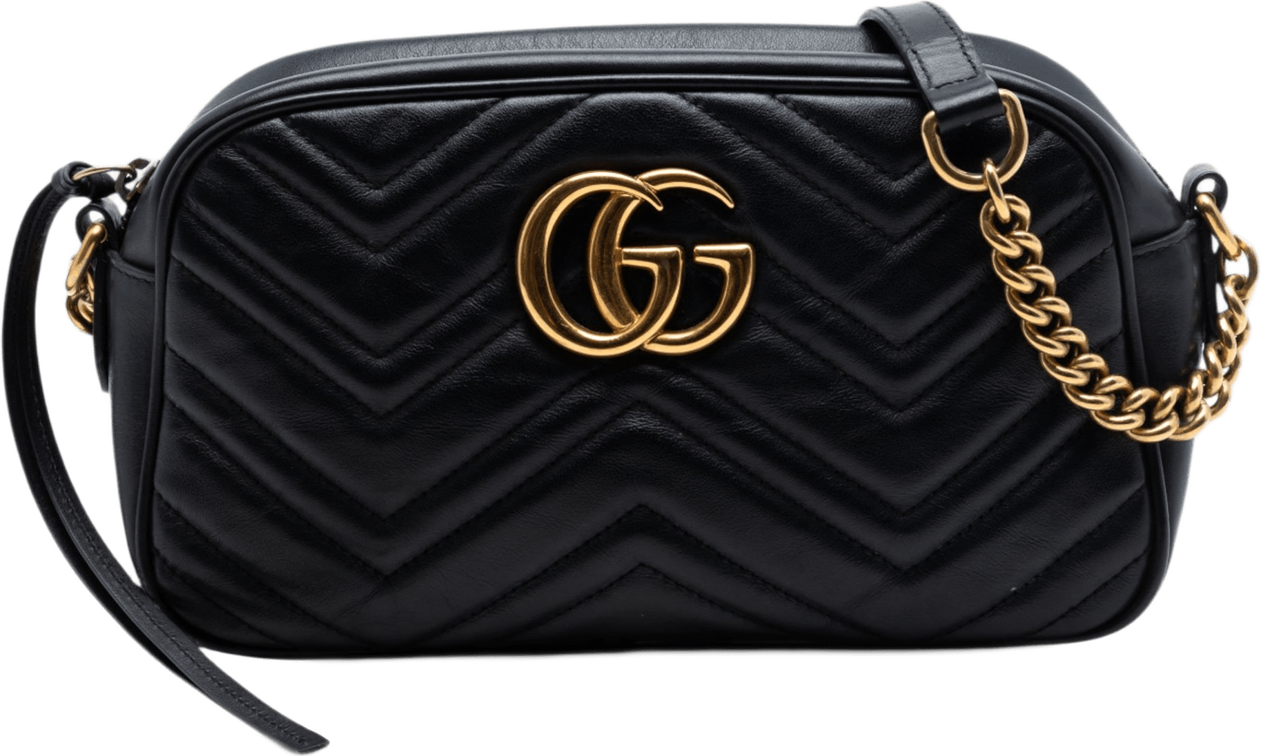 Gucci Small Gg Marmont Matelasse Calfskin Crossbody, från Luxclusif, i färgen black.
