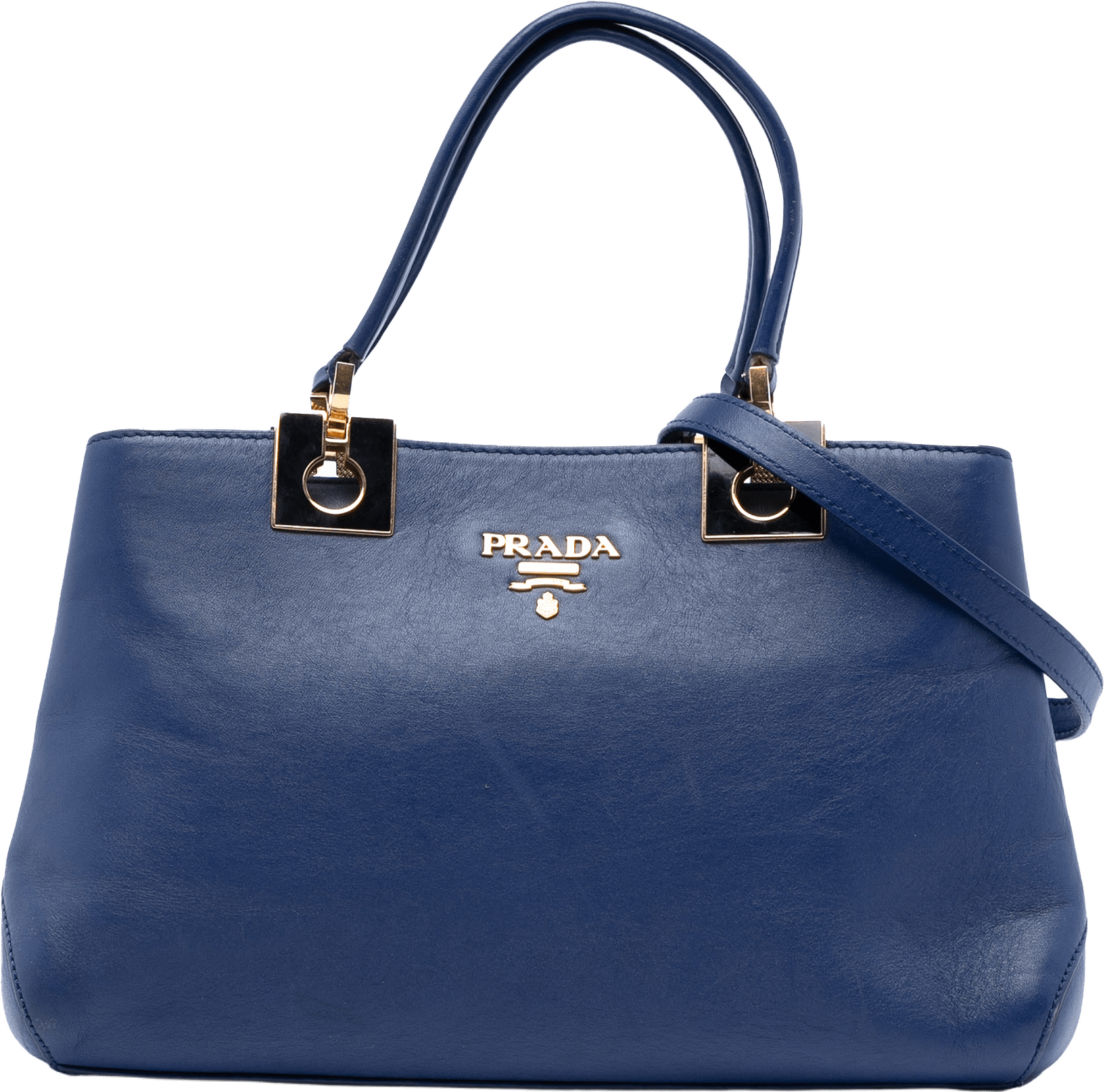 Prada Vitello Lux Satchel, från Luxclusif, i färgen blue.