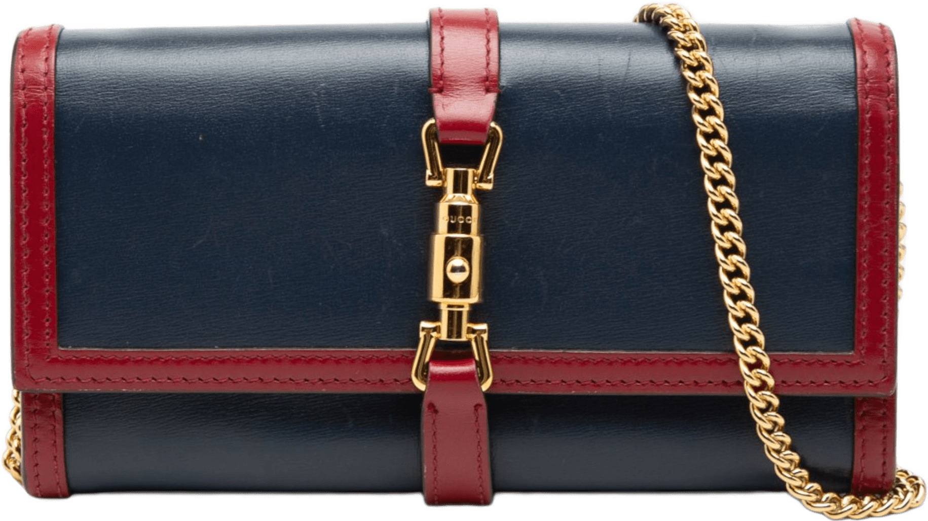 Gucci Bicolor Calfskin Jackie 1961 Wallet On Chain, från Luxclusif, i färgen navy.