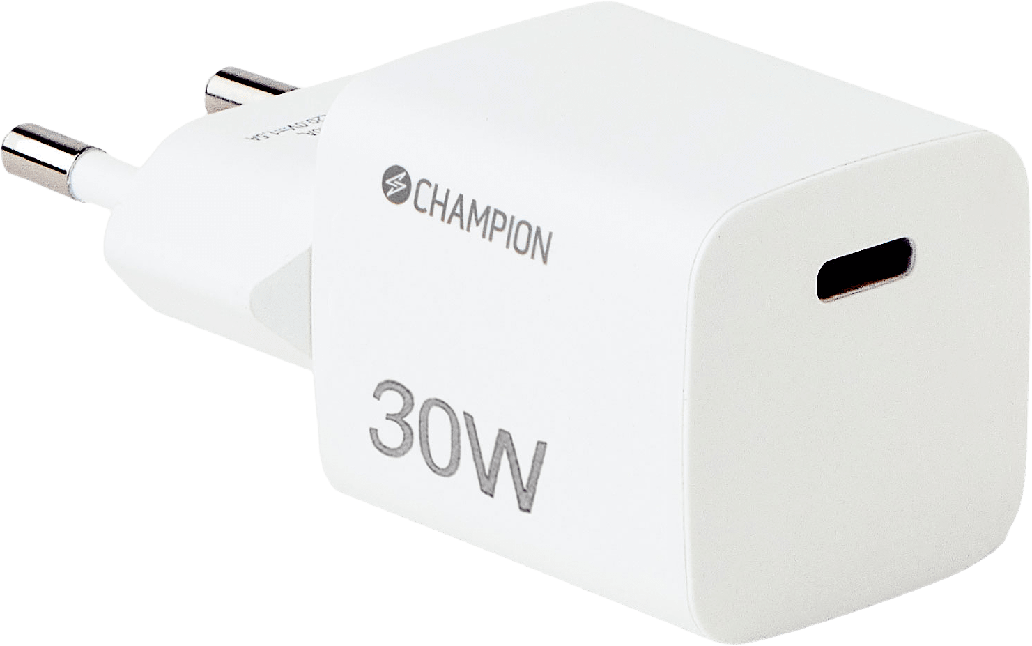 Laddare 30w Pd, från Champion Nordic, i färgen vit.