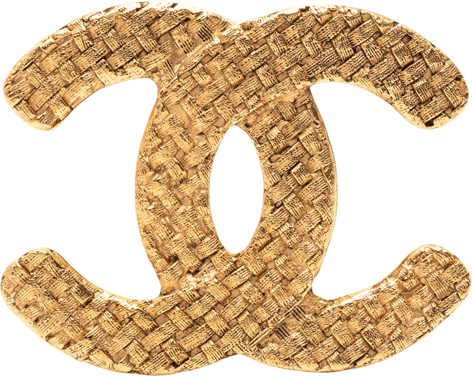 Chanel Cc Gold Plated Woven Brooch, från Luxclusif, i färgen gold.