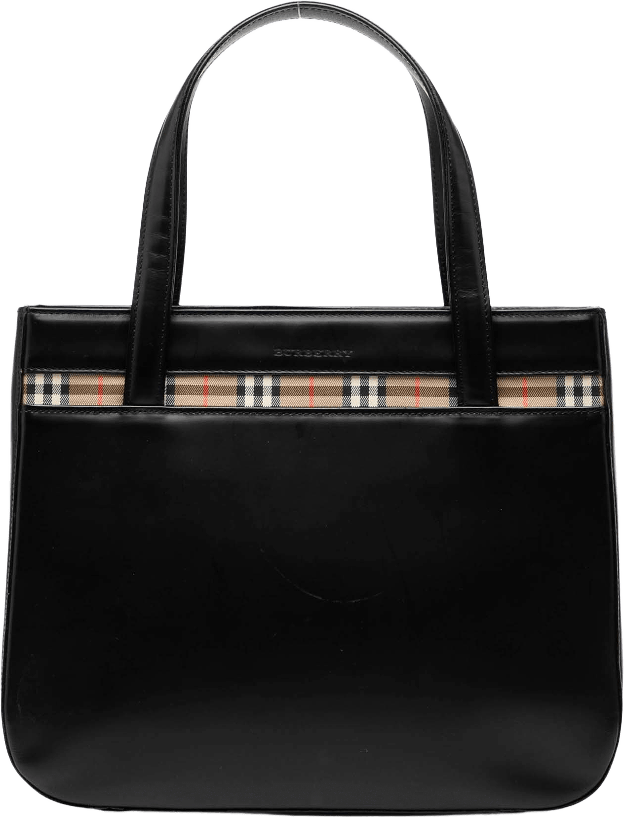Burberry House Check Trimmed Leather Handbag, från Luxclusif, i färgen black.