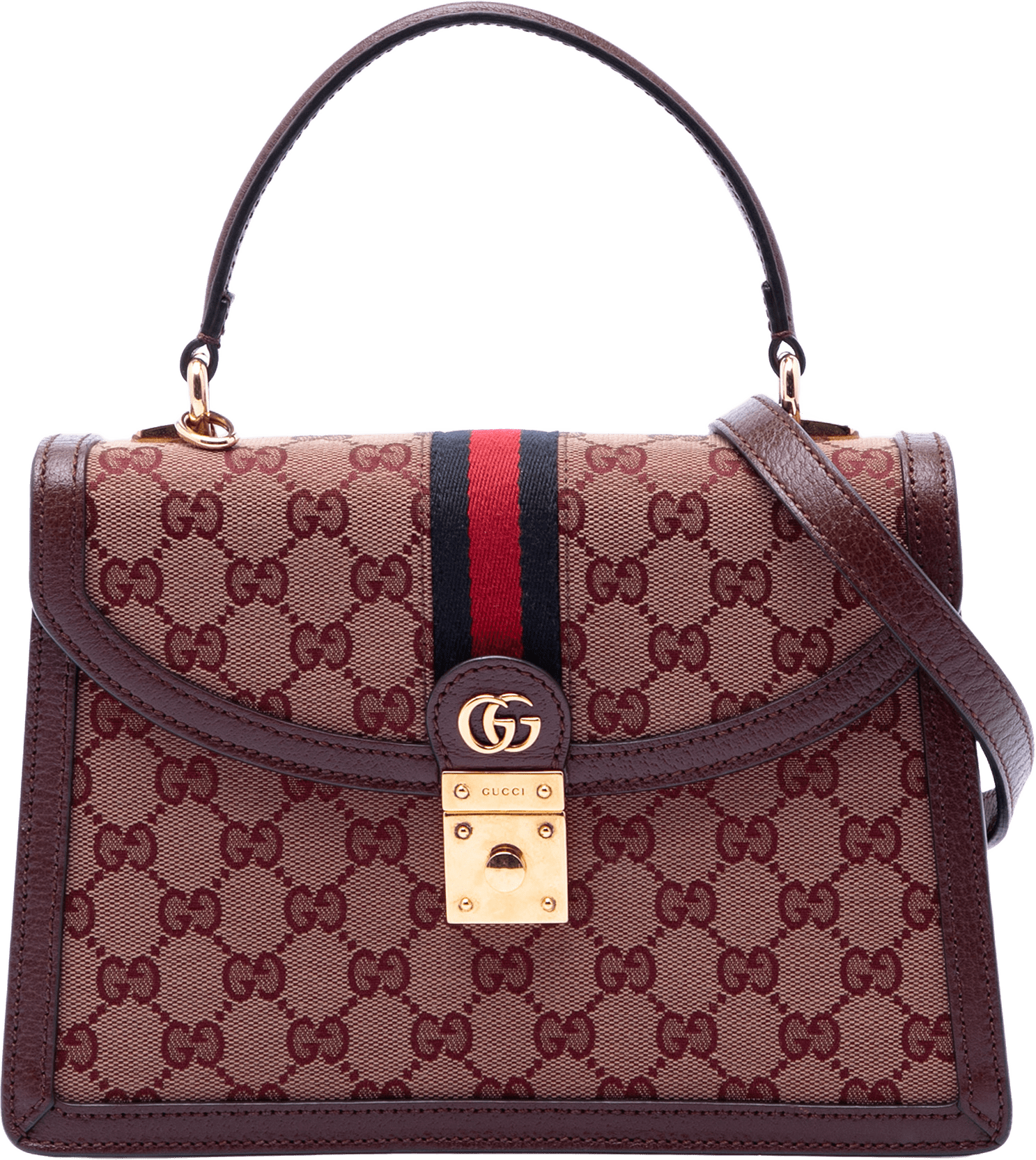 Gucci Small Gg Canvas Web Ophidia Top Handle Flap, från Luxclusif, i färgen red.
