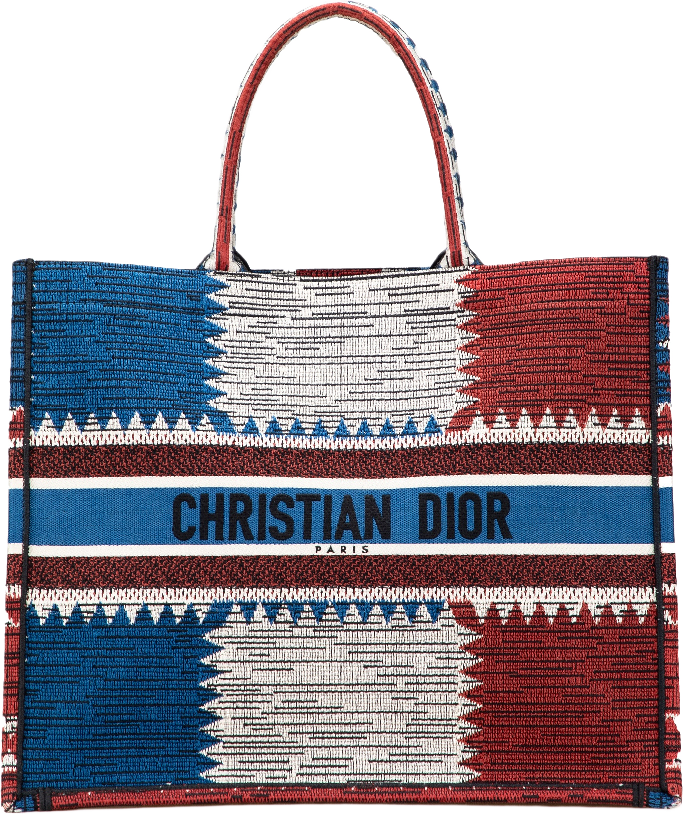 Dior Large Canvas French Flag Book Tote, från Luxclusif, i färgen blue.