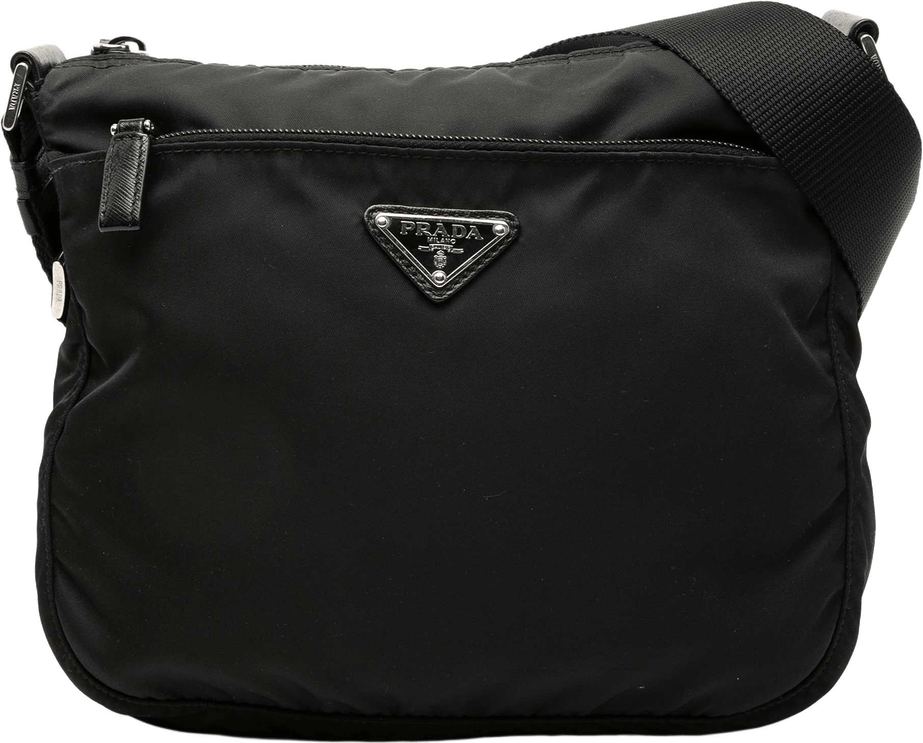 Prada Tessuto Zip Top Crossbody, från Luxclusif, i färgen black.