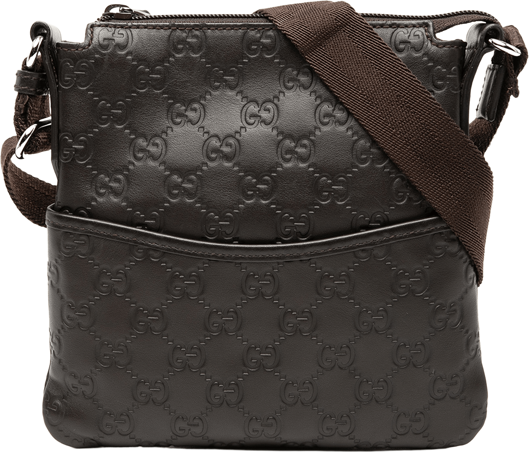 Gucci Guccissima Crossbody, från Luxclusif, i färgen dark brown.