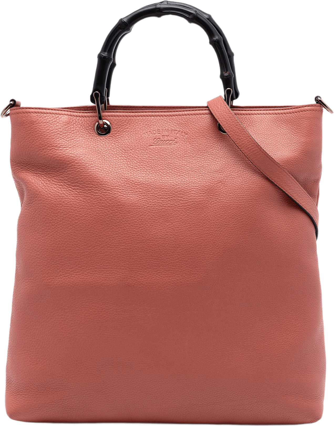Gucci Tall Calfskin Bamboo Shopper Tote, från Luxclusif, i färgen rosa.