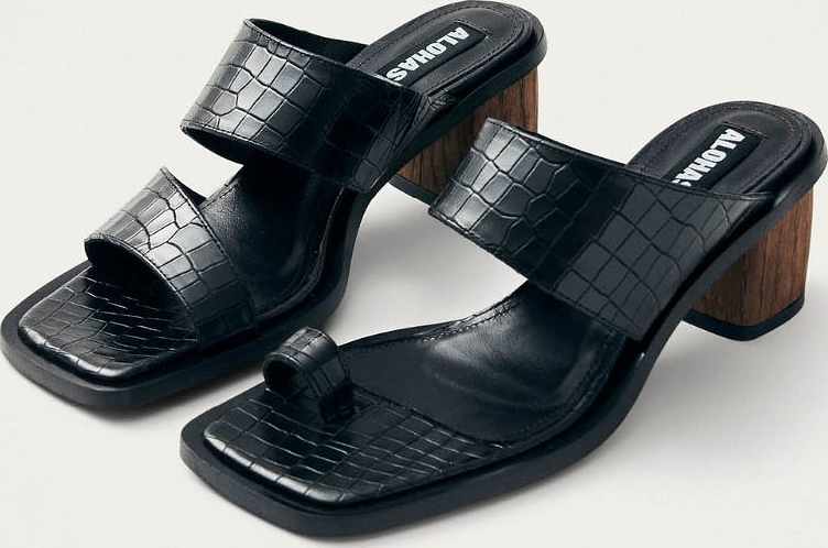 Gabin Alli Black Leather Sandals