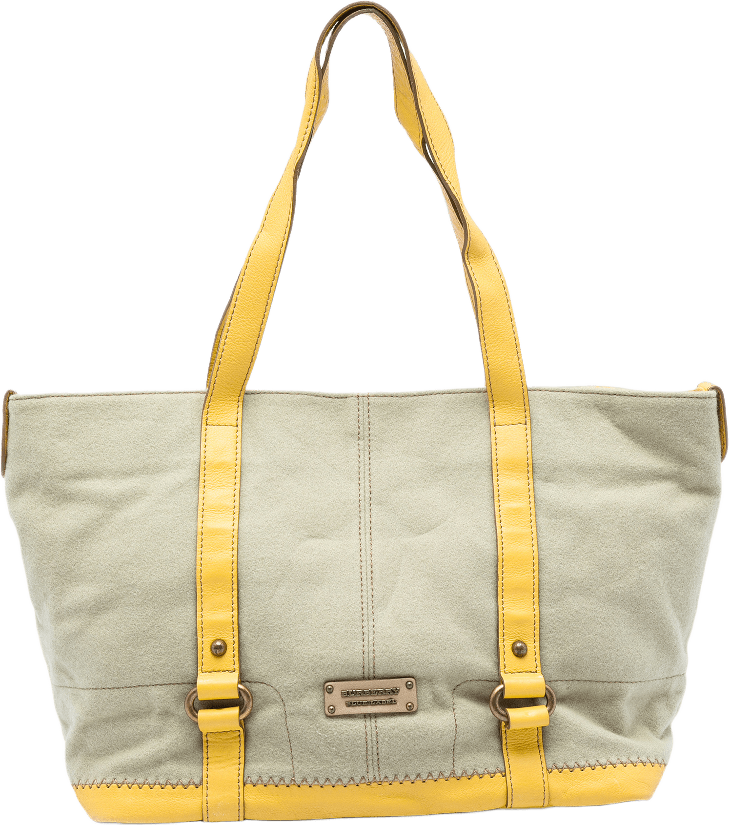 Burberry Leather Trimmed Canvas Tote, från Luxclusif, i färgen beige.