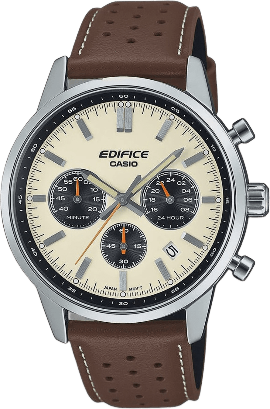 Casio Edifice Vit/svart, Läderband - Efr-575l-7aef, från Casio, i färgen 1.