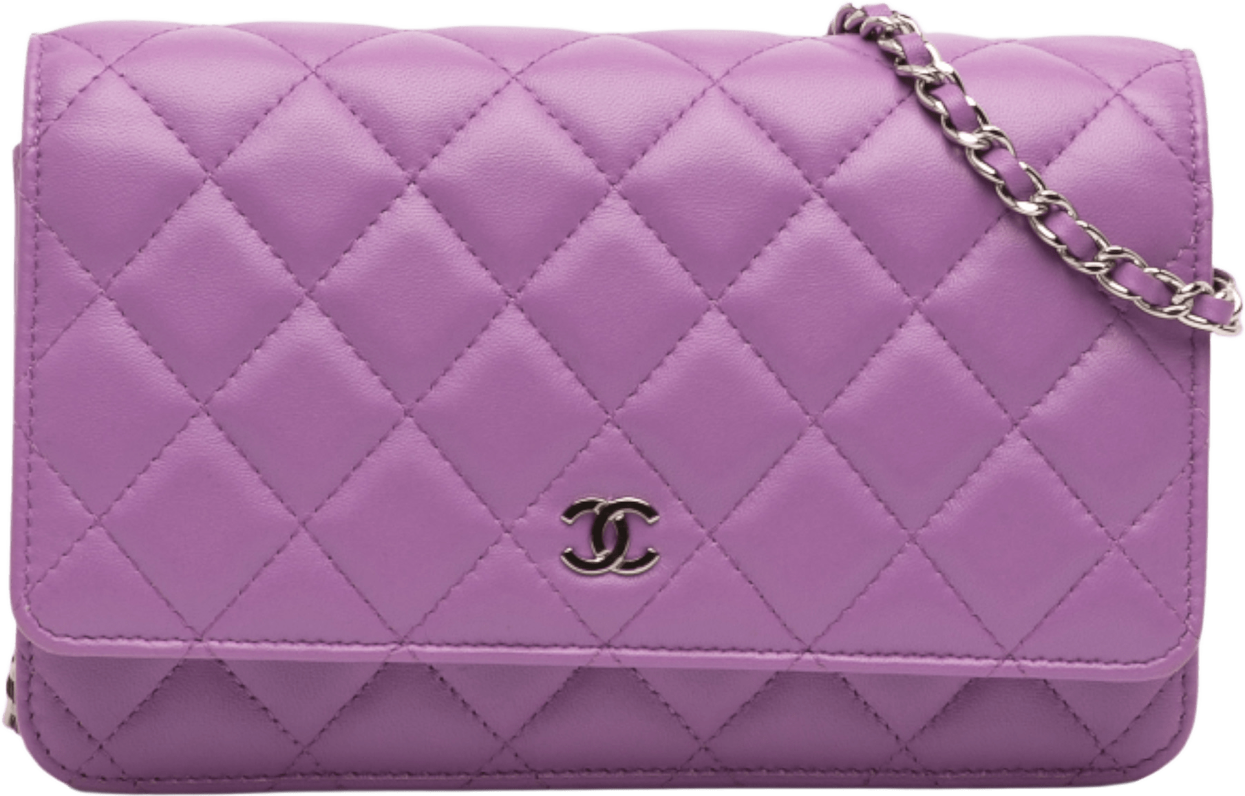 Chanel Cc Quilted Lambskin Wallet On Chain, från Luxclusif, i färgen purple.