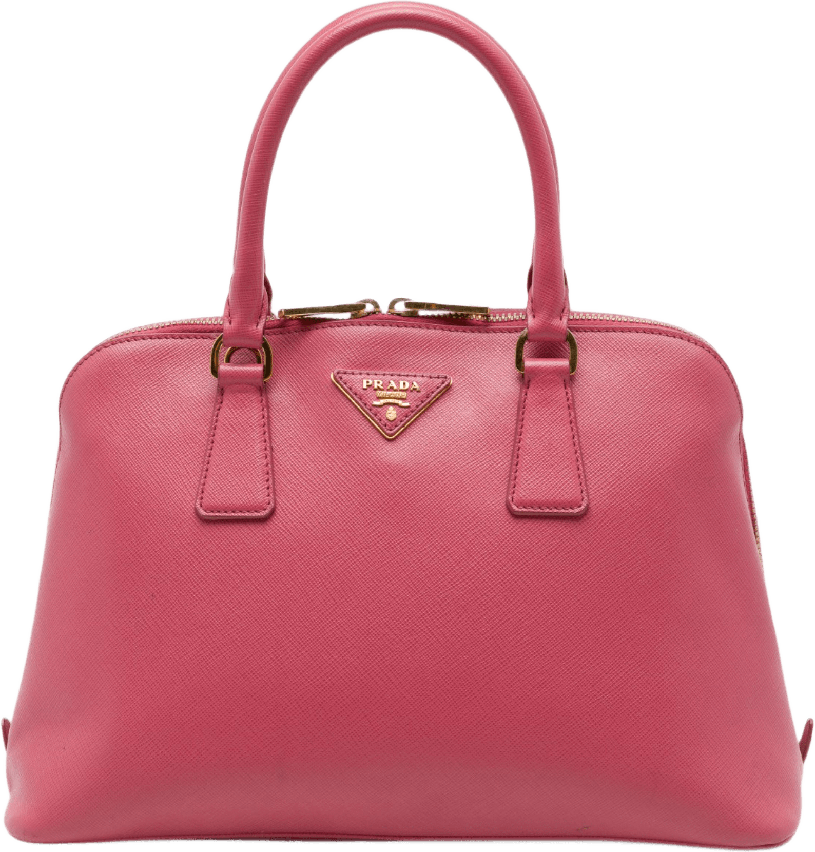 Prada Medium Saffiano Lux Promenade Satchel, från Luxclusif, i färgen rosa.