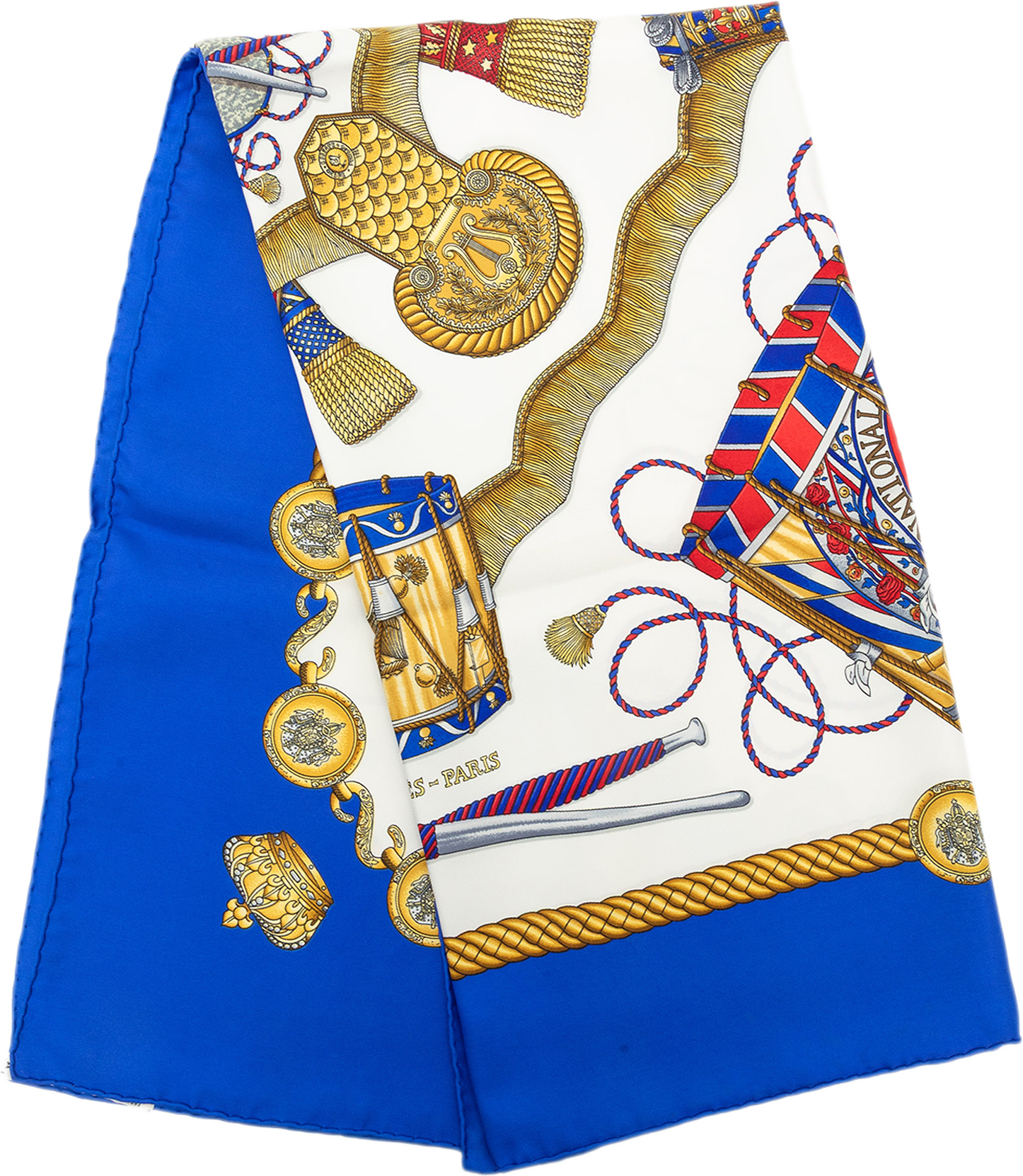 Hermès Les Tambours Silk Scarf 90, från Luxclusif, i färgen vit.