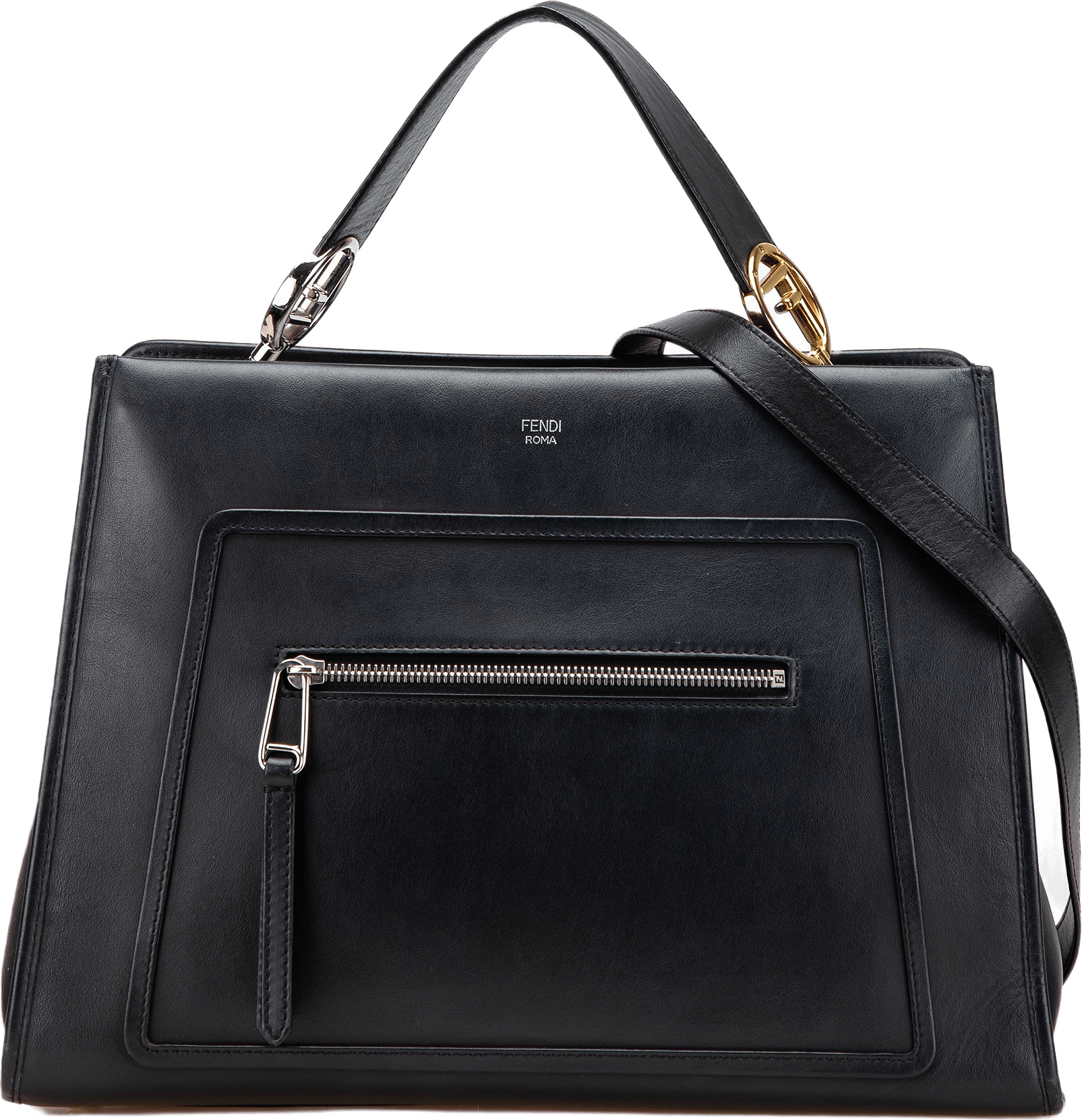 Fendi Medium Leather Runaway Satchel, från Luxclusif, i färgen black.