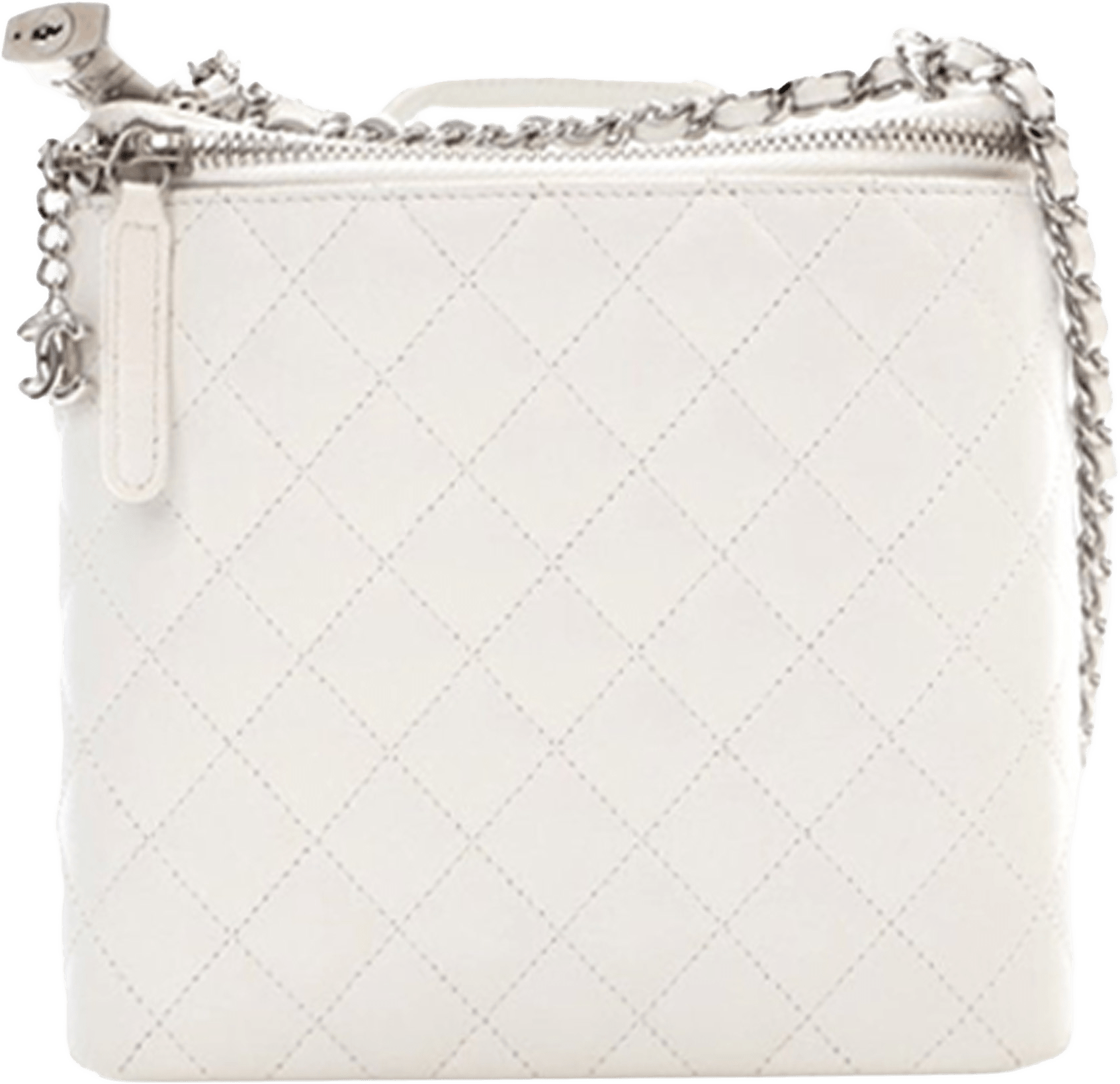 Chanel Large Quilted Lambskin Top Handle Jewelry Box With Chain, från Luxclusif, i färgen white.