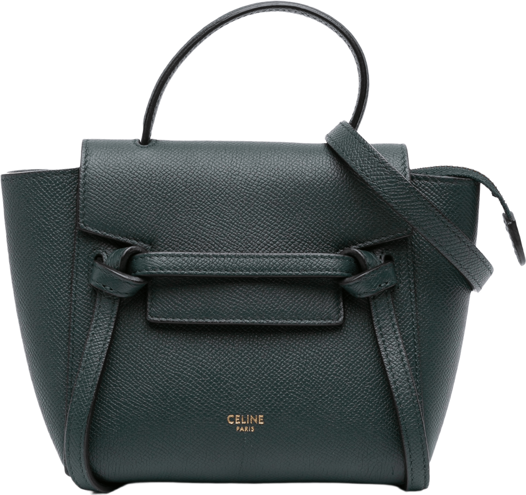 Celine Pico Grained Calfskin Belt Bag, från Luxclusif, i färgen dark green.