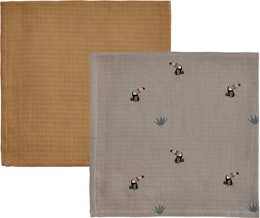 Toucan Muslin - Pack Of 2, från OYOY Mini, i färgen caramel,clay.