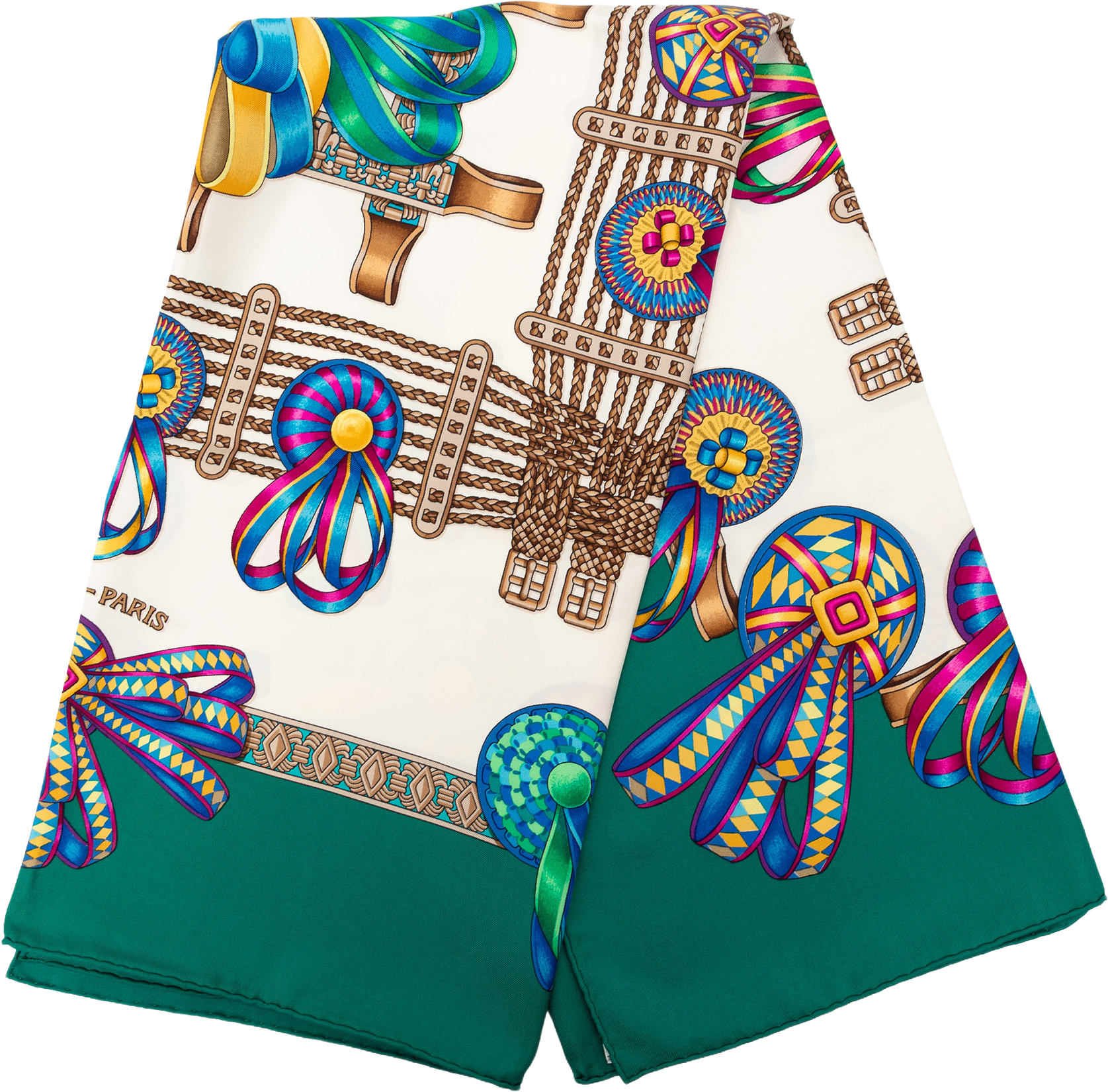 Hermès Les Rubans Du Cheval Silk Scarf 90, från Luxclusif, i färgen white.