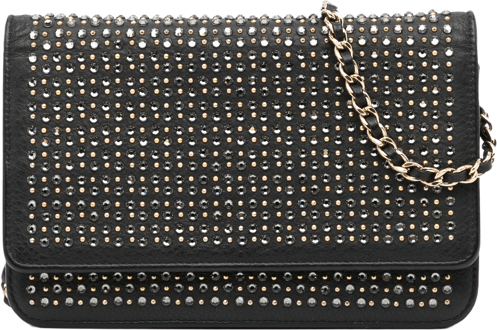 Chanel Studded Leather Wallet On Chain