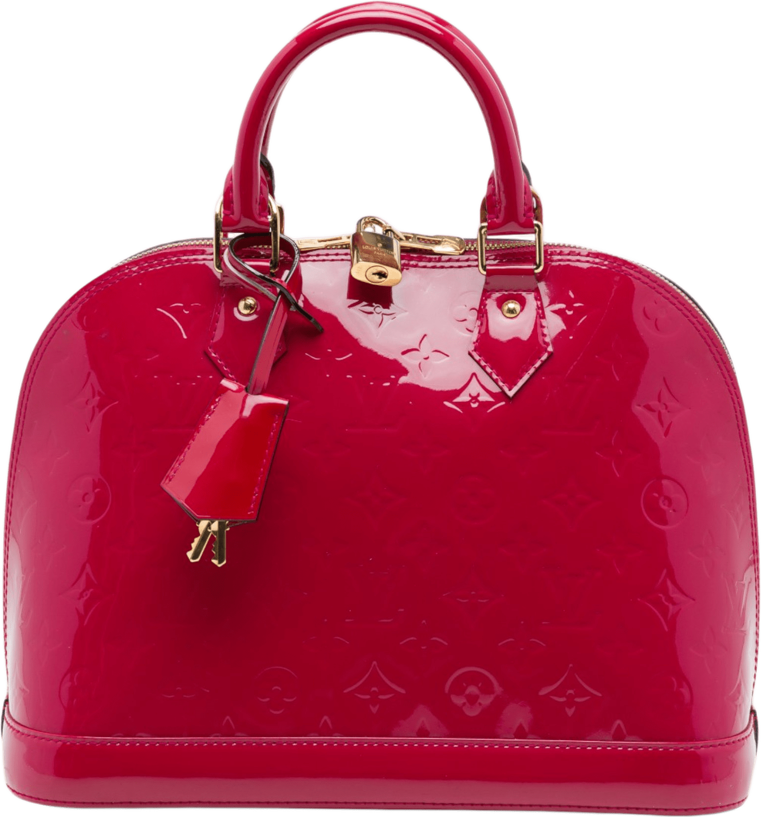 Louis Vuitton Monogram Vernis Alma Pm, från Luxclusif, i färgen rosa.