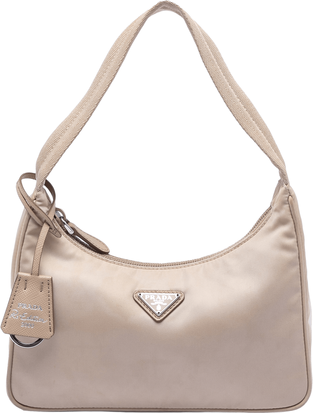 Prada Mini Tessuto Re Edition 2000 Shoulder Bag, från Luxclusif, i färgen beige.