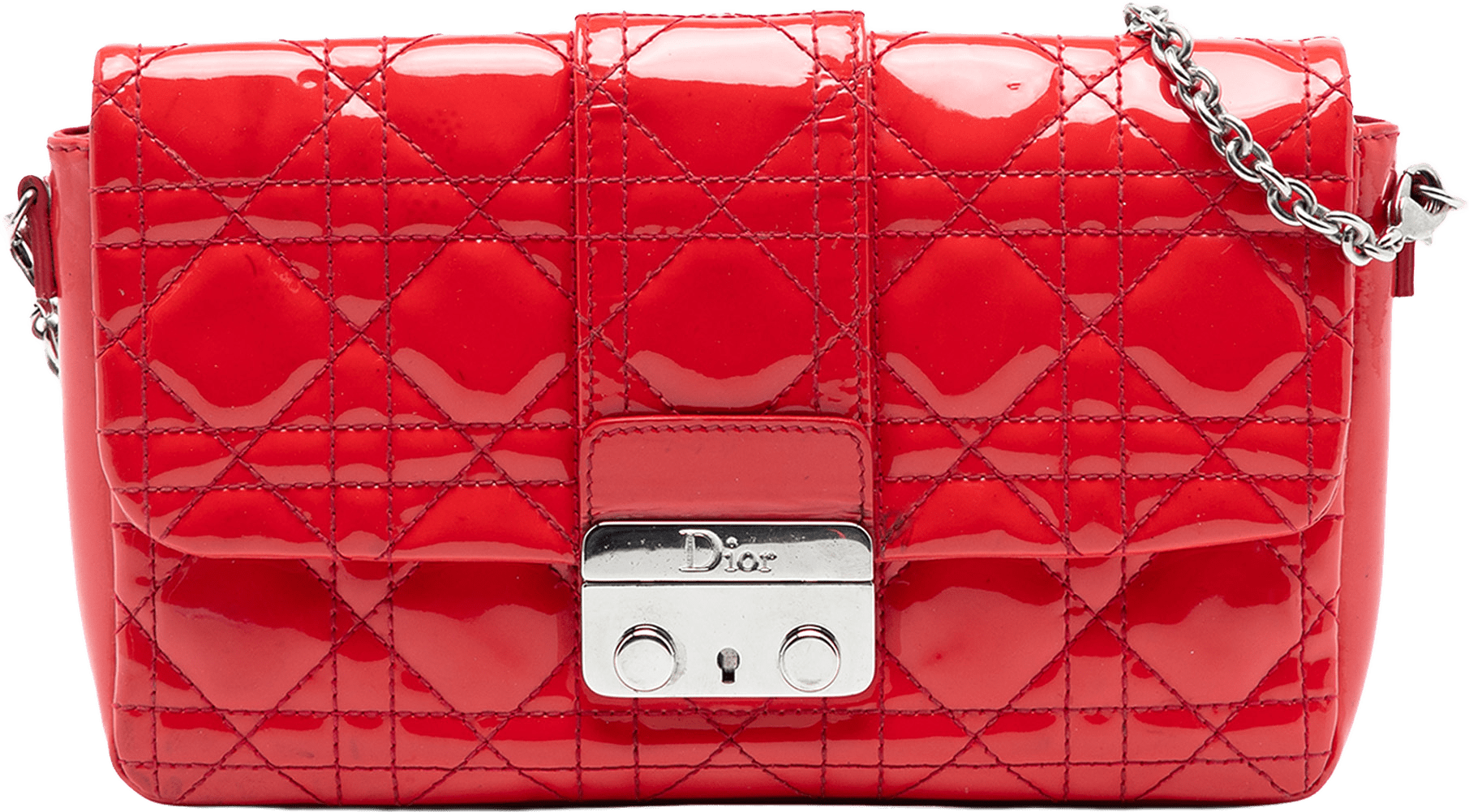 Dior Patent Cannage New Lock Pouch Crossbody, från Luxclusif, i färgen red.