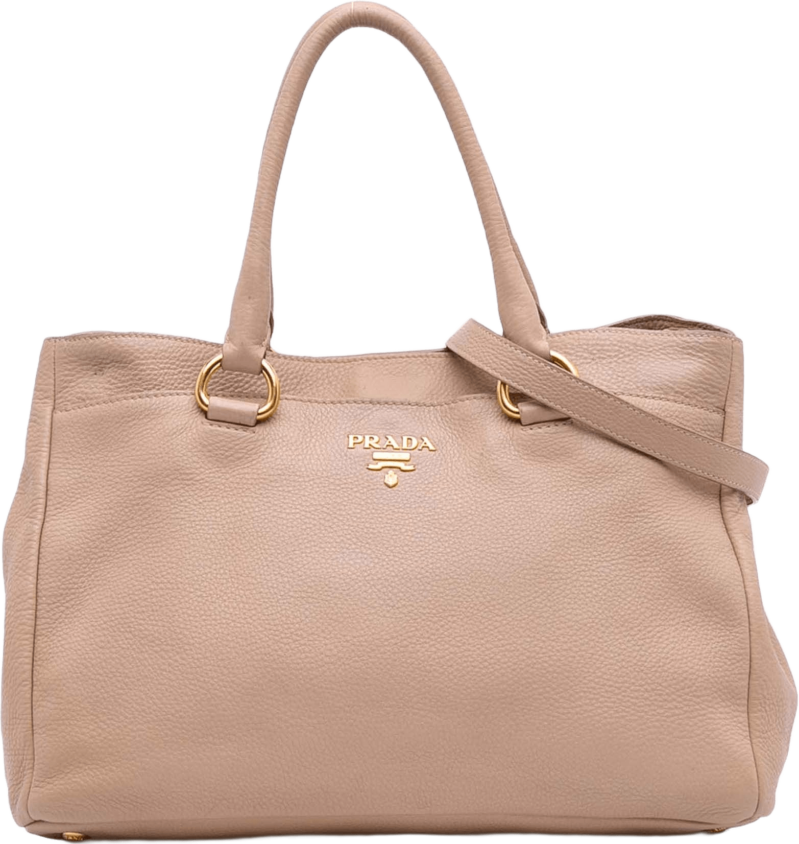Prada Vitello Daino Open Convertible Tote, från Luxclusif, i färgen beige.