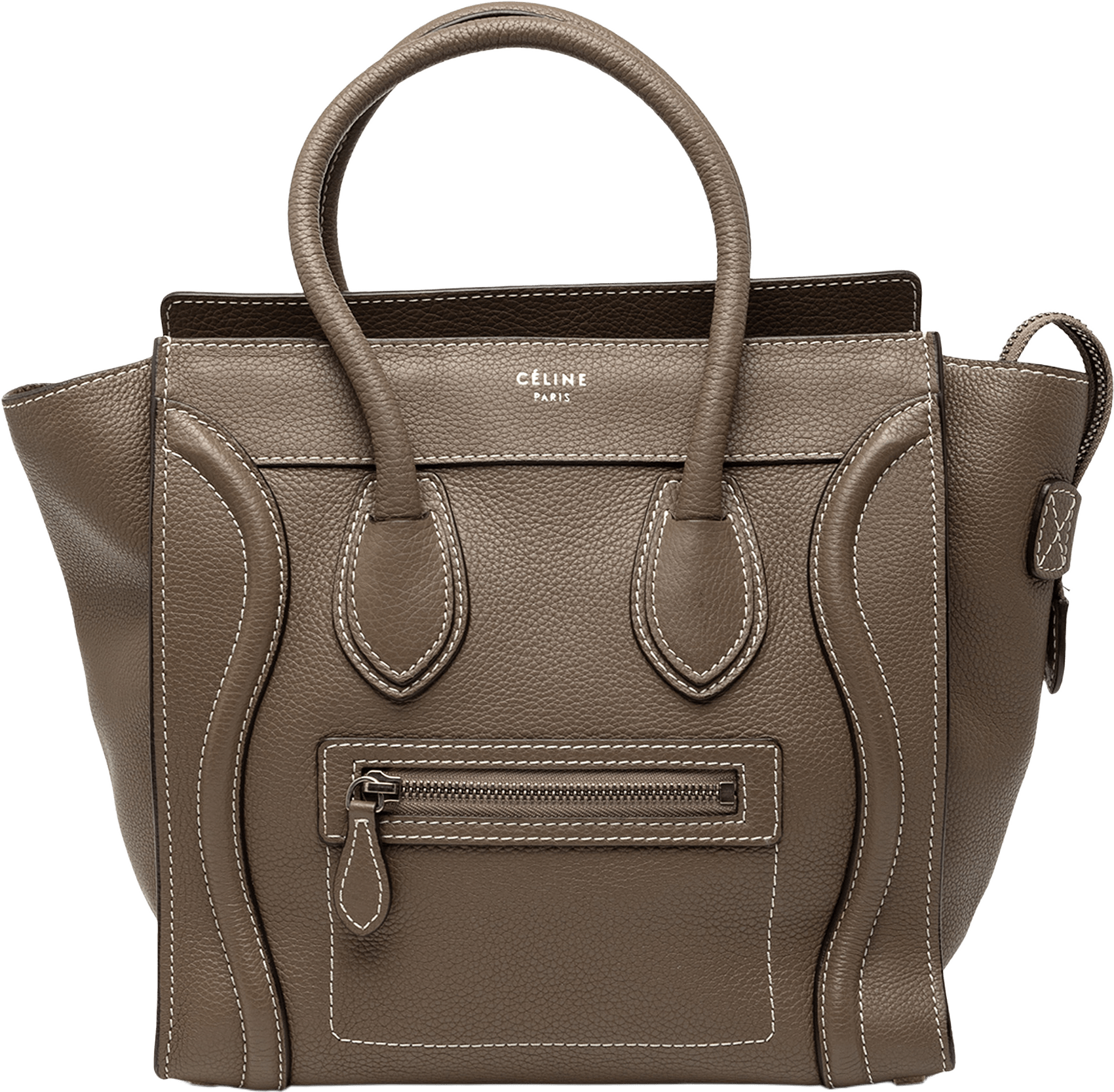 Celine Micro Drummed Calfskin Luggage Tote, från Luxclusif, i färgen brown.